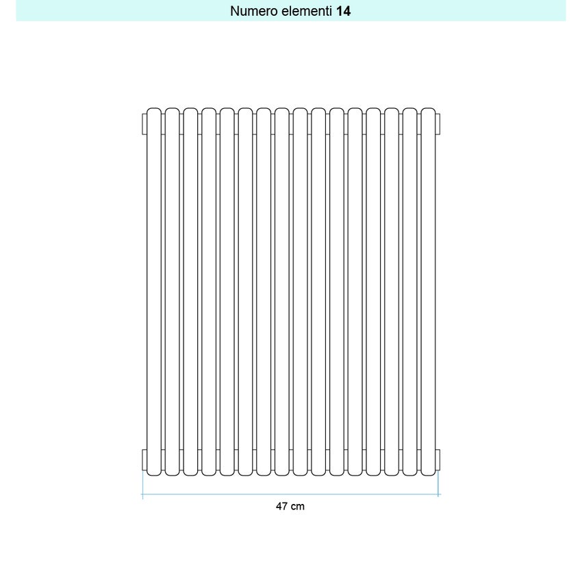 Immagine di Irsap ARPA 23 VERTICALE Radiatore 14 elementi L.47 P.5 H.202 cm, colore nero finitura opaco Cod.K1 SI1202014K1IR01A01