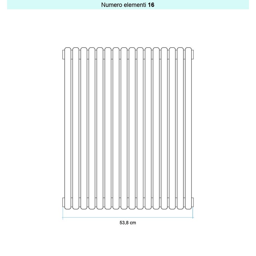 Immagine di Irsap ARPA 23 VERTICALE Radiatore 16 elementi L.53,8 P.5 H.70 cm, colore bianco standard finitura lucido Cod.01 SI107001601IR01A01