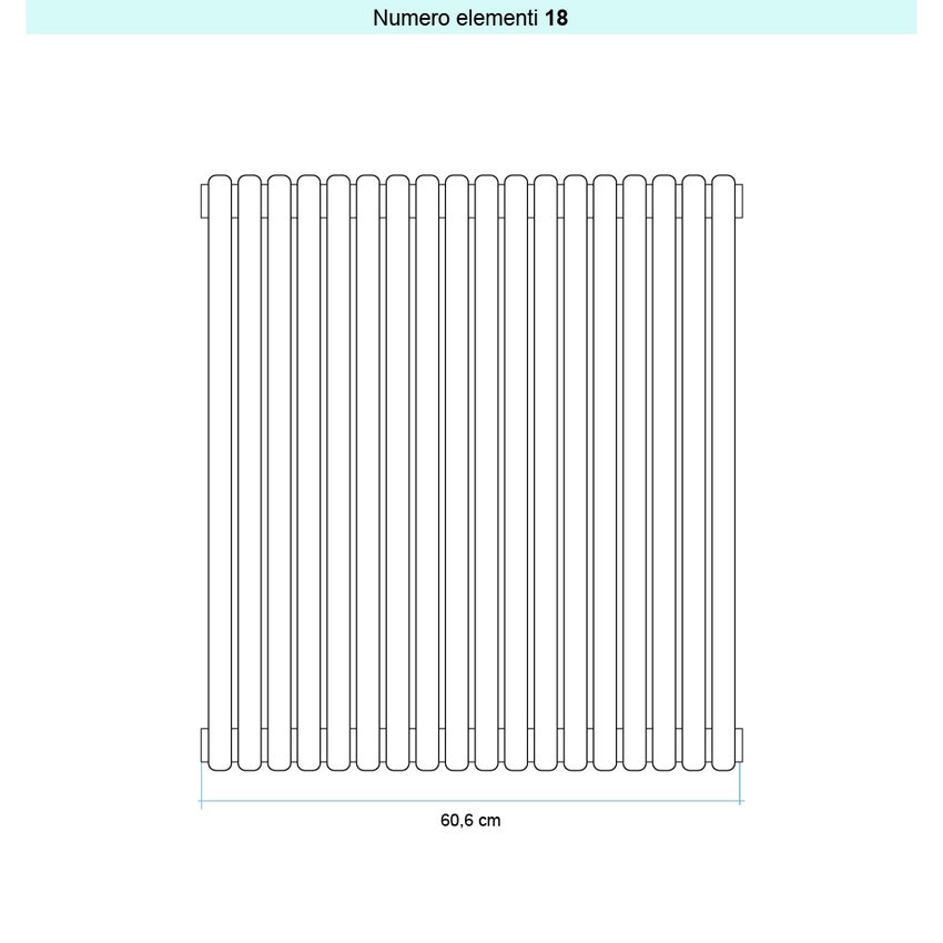 Immagine di Irsap ARPA 23 VERTICALE Radiatore 18 elementi L.60,6 P.5 H.67 cm, colore bianco standard finitura lucido Cod.01 SI106701801IR01A01