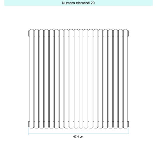 Immagine di Irsap ARPA 23 VERTICALE Radiatore 20 elementi L.67,4 P.5 H.55 cm, colore bianco finitura opaco Cod.J8 SI1055020J8IR01A01