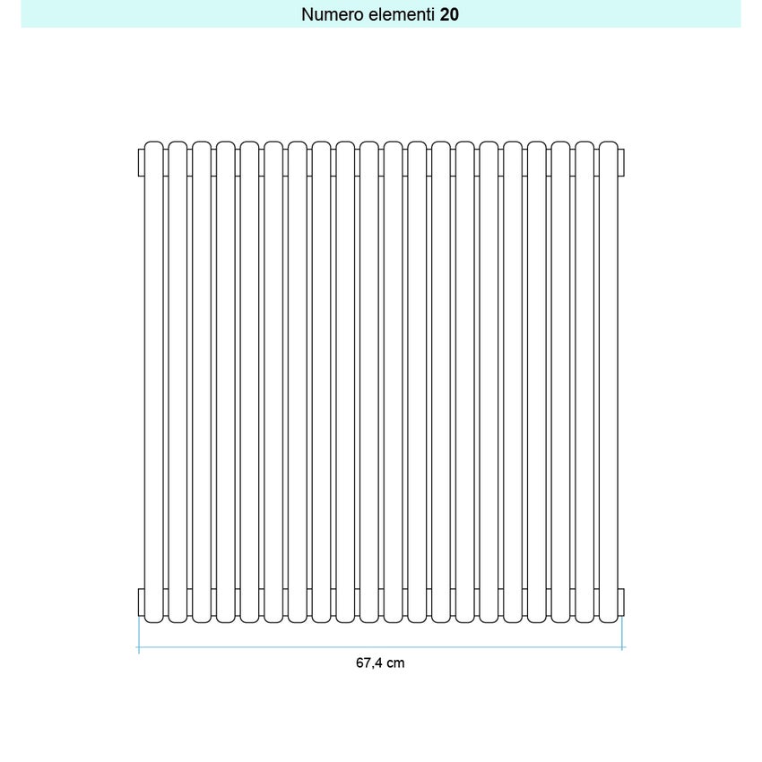 Immagine di Irsap ARPA 23 VERTICALE Radiatore 20 elementi L.67,4 P.5 H.202 cm, colore sunstone finitura ruvido Cod.2D SI12020202DIR01A01