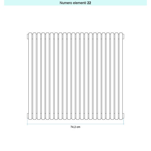 Immagine di Irsap ARPA 23 VERTICALE Radiatore 22 elementi L.74,2 P.5 H.52 cm, colore bianco standard finitura lucido Cod.01 SI105202201IR01A01