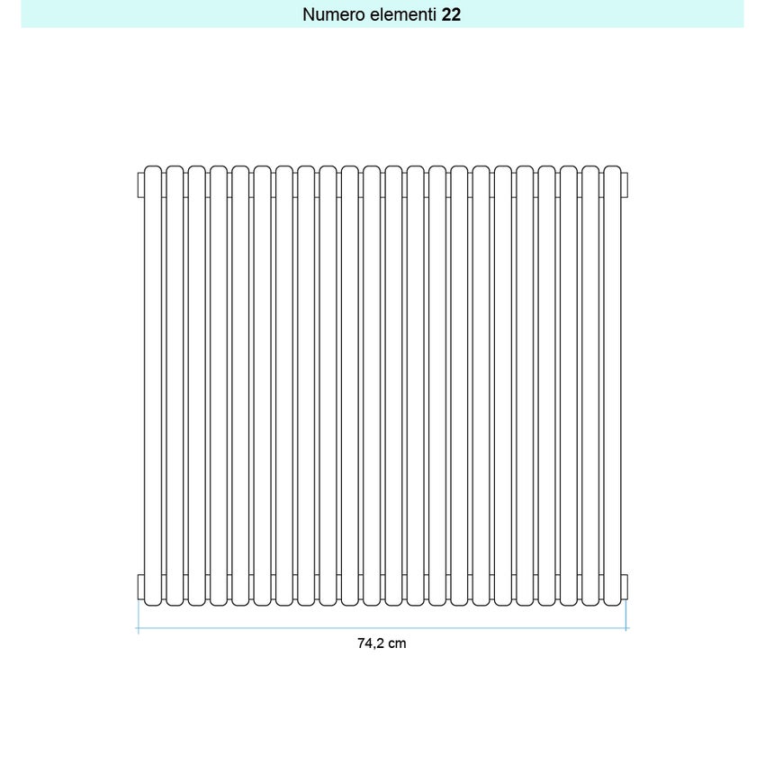 Immagine di Irsap ARPA 23 VERTICALE Radiatore 22 elementi L.74,2 P.5 H.75 cm, colore bianco standard finitura lucido Cod.01 SI107502201IR01A01