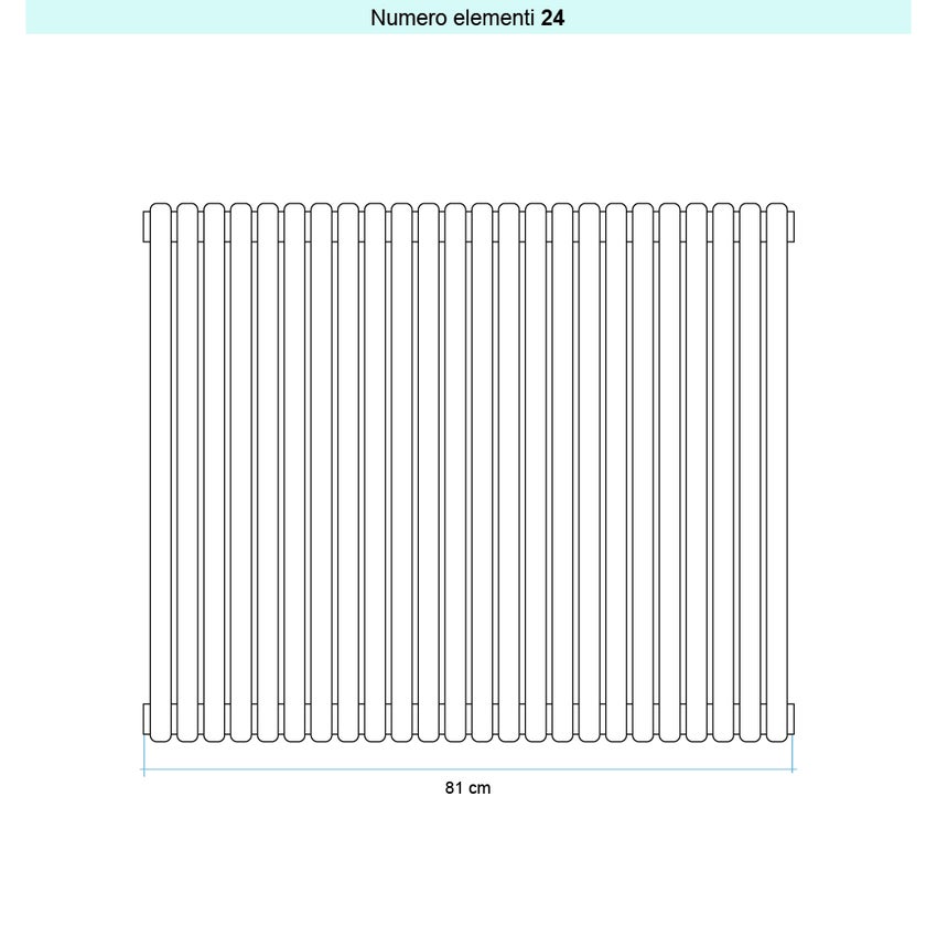 Immagine di Irsap ARPA 23 VERTICALE Radiatore 24 elementi L.81 P.5 H.182 cm, colore nero finitura opaco Cod.K1 SI1182024K1IR01A01