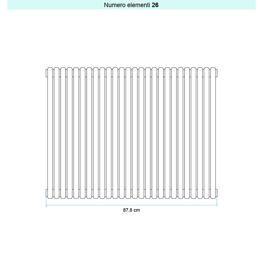 Immagine di Irsap ARPA 23 VERTICALE Radiatore 26 elementi L.87,8 P.5 H.152 cm, colore bianco standard finitura lucido Cod.01 SI115202601IR01A01