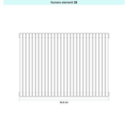Immagine di Irsap ARPA 23 VERTICALE Radiatore 28 elementi L.94,6 P.5 H.75 cm, colore bianco standard finitura lucido Cod.01 SI107502801IR01A01