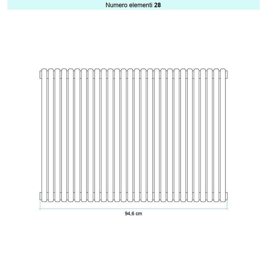 Immagine di Irsap ARPA 23 VERTICALE Radiatore 28 elementi L.94,6 P.5 H.55 cm, colore bianco standard finitura lucido Cod.01 SI105502801IR01A01