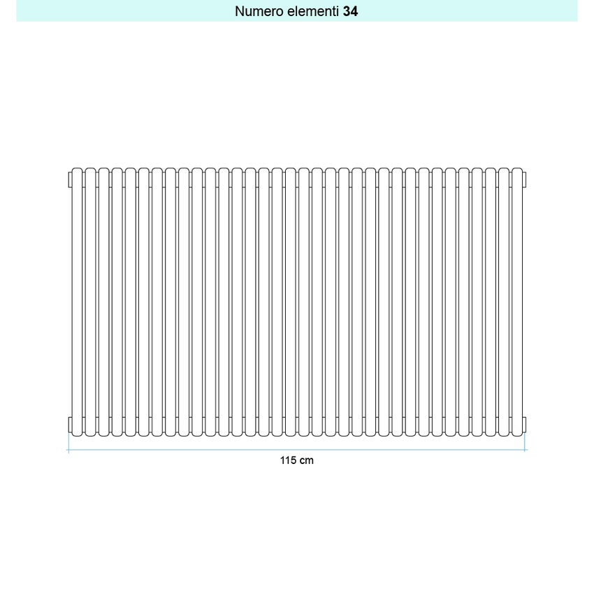 Immagine di Irsap ARPA 23 VERTICALE Radiatore 34 elementi L.115 P.5 H.52 cm, colore bianco standard finitura lucido Cod.01 SI105203401IR01A01