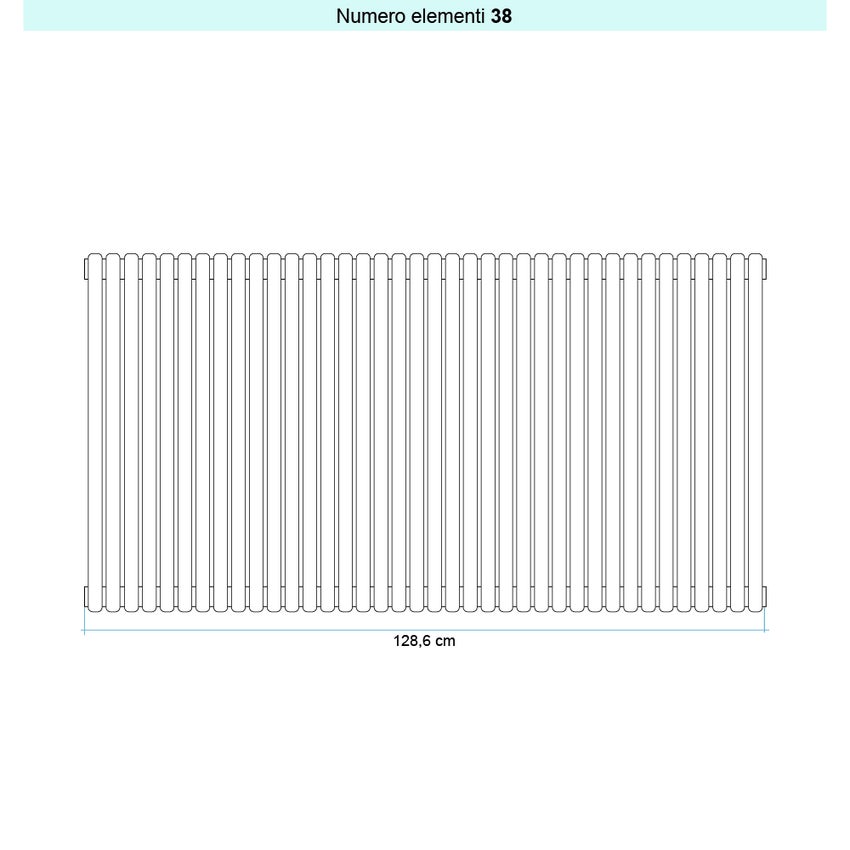 Immagine di Irsap ARPA 23 VERTICALE Radiatore 38 elementi L.128,6 P.5 H.70 cm, colore bianco standard finitura lucido Cod.01 SI107003801IR01A01