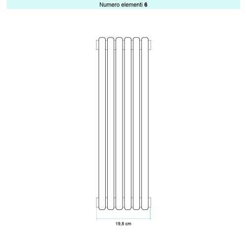 Immagine di Irsap ARPA 23_2 VERTICALE Radiatore 6 elementi L.19,8 P.7 H.52 cm, colore bianco standard finitura lucido Cod.01 SI205200601IR01A01