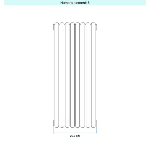 Immagine di Irsap ARPA 23_2 VERTICALE Radiatore 8 elementi L.26,6 P.7 H.182 cm, colore sablè finitura ruvido Cod.Y4 SI2182008Y4IR01A01