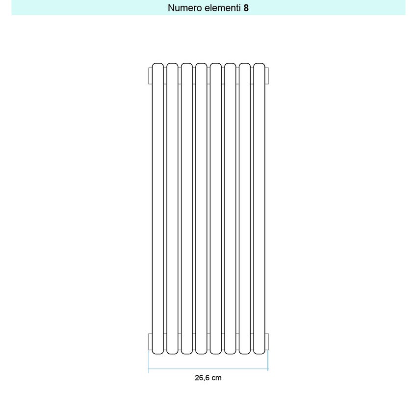 Immagine di Irsap ARPA 23_2 VERTICALE Radiatore 8 elementi L.26,6 P.7 H.202 cm, colore bianco standard finitura lucido Cod.01 SI220200801IR01A01