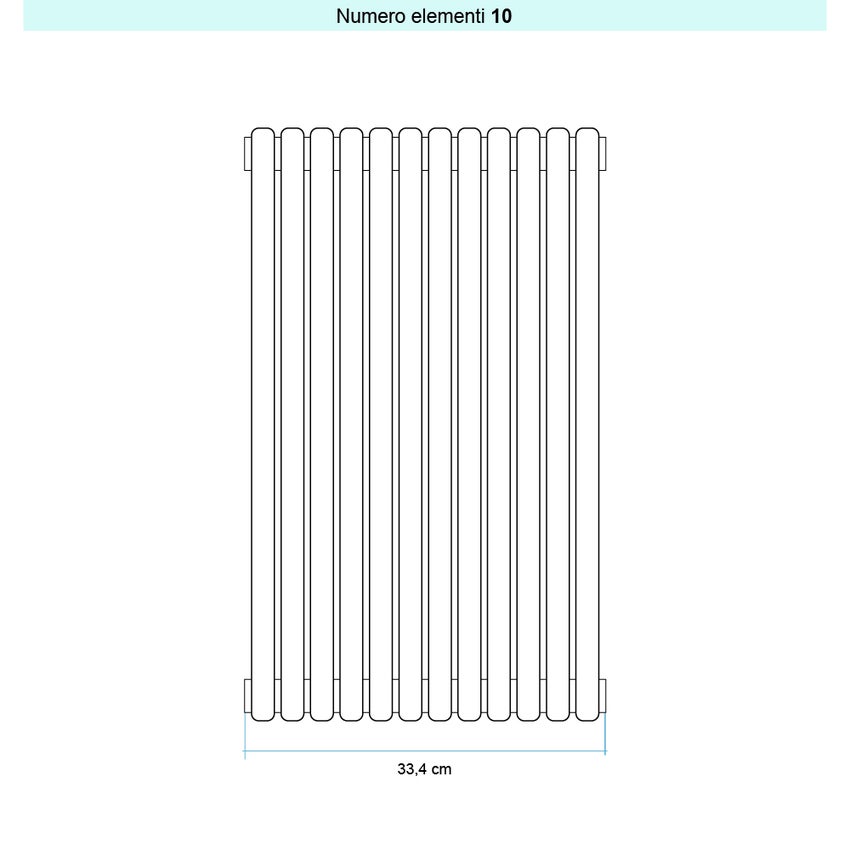 Immagine di Irsap ARPA 23_2 VERTICALE Radiatore 10 elementi L.33,4 P.7 H.75 cm, colore bianco standard finitura lucido Cod.01 SI207501001IR01A01