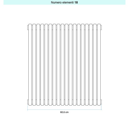 Immagine di Irsap ARPA 23_2 VERTICALE Radiatore 18 elementi L.60,6 P.7 H.67 cm, colore quartz 1 finitura ruvido Cod.1C SI20670181CIR01A01