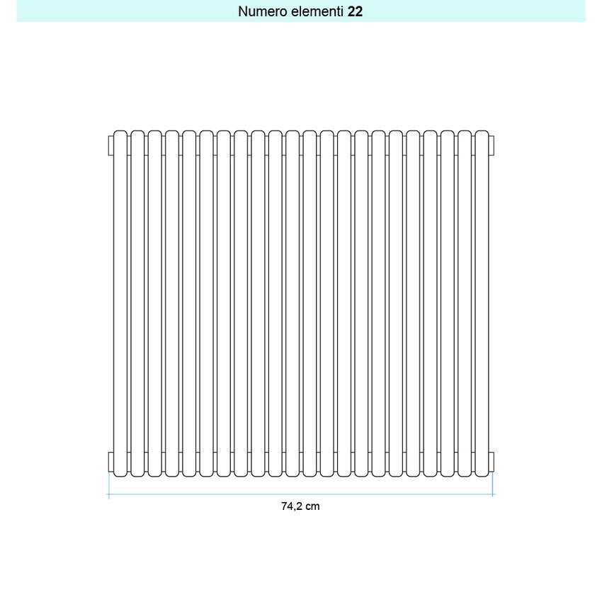 Immagine di Irsap ARPA 23_2 VERTICALE Radiatore 22 elementi L.74,2 P.7 H.202 cm, colore bianco standard finitura lucido Cod.01 SI220202201IR01A01