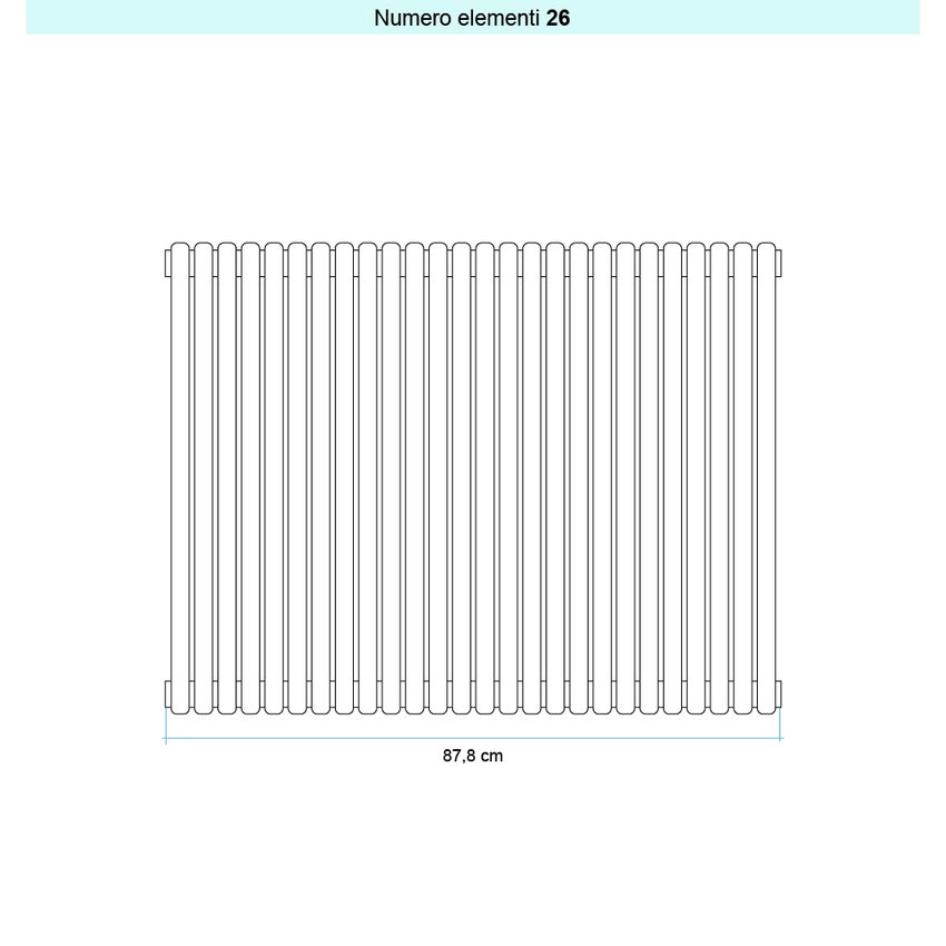 Immagine di Irsap ARPA 23_2 VERTICALE Radiatore 26 elementi L.87,8 P.7 H.65 cm, colore nero finitura opaco Cod.K1 SI2065026K1IR01A01