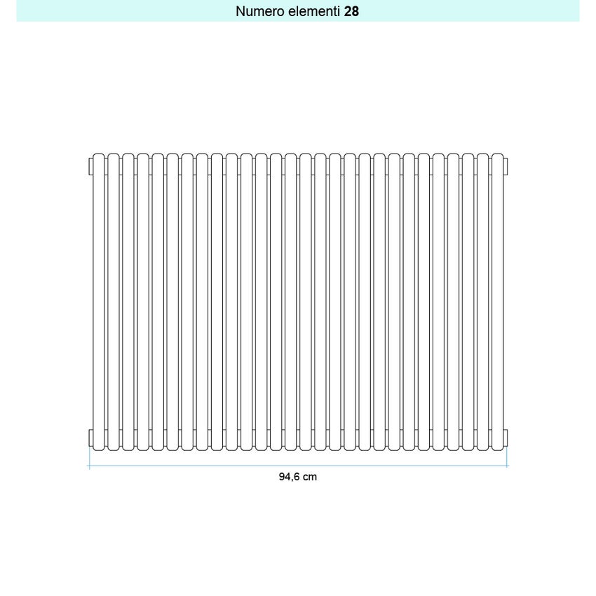 Immagine di Irsap ARPA 23_2 VERTICALE Radiatore 28 elementi L.94,6 P.7 H.85 cm, colore avorio ral 1013 finitura lucido Cod.02 SI208502802IR01A01