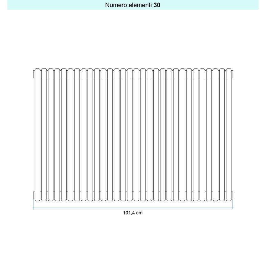 Immagine di Irsap ARPA 23_2 VERTICALE Radiatore 30 elementi L.101,4 P.7 H.65 cm, colore bianco standard finitura lucido Cod.01 SI206503001IR01A01