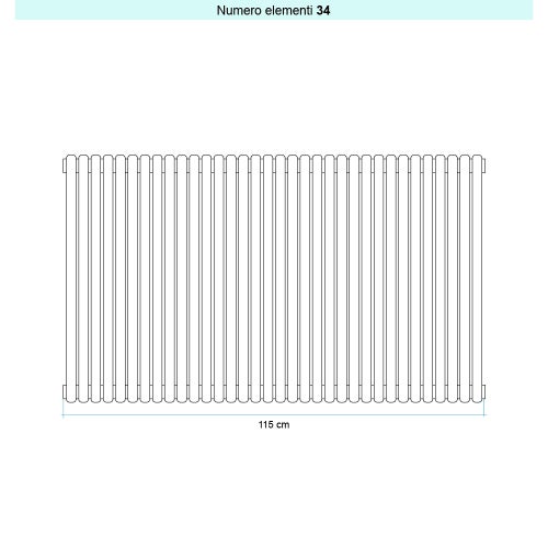 Immagine di Irsap ARPA 23_2 VERTICALE Radiatore 34 elementi L.115 P.7 H.202 cm, colore bianco standard finitura lucido Cod.01 SI220203401IR01A01