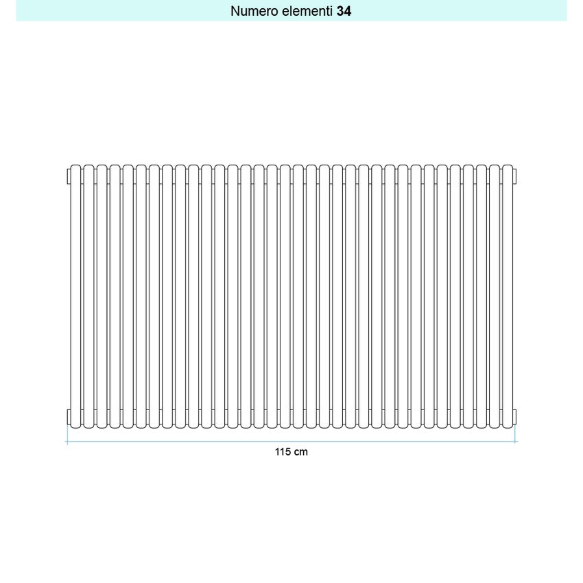 Immagine di Irsap ARPA 23_2 VERTICALE Radiatore 34 elementi L.115 P.7 H.87 cm, colore bianco standard finitura lucido Cod.01 SI208703401IR01A01