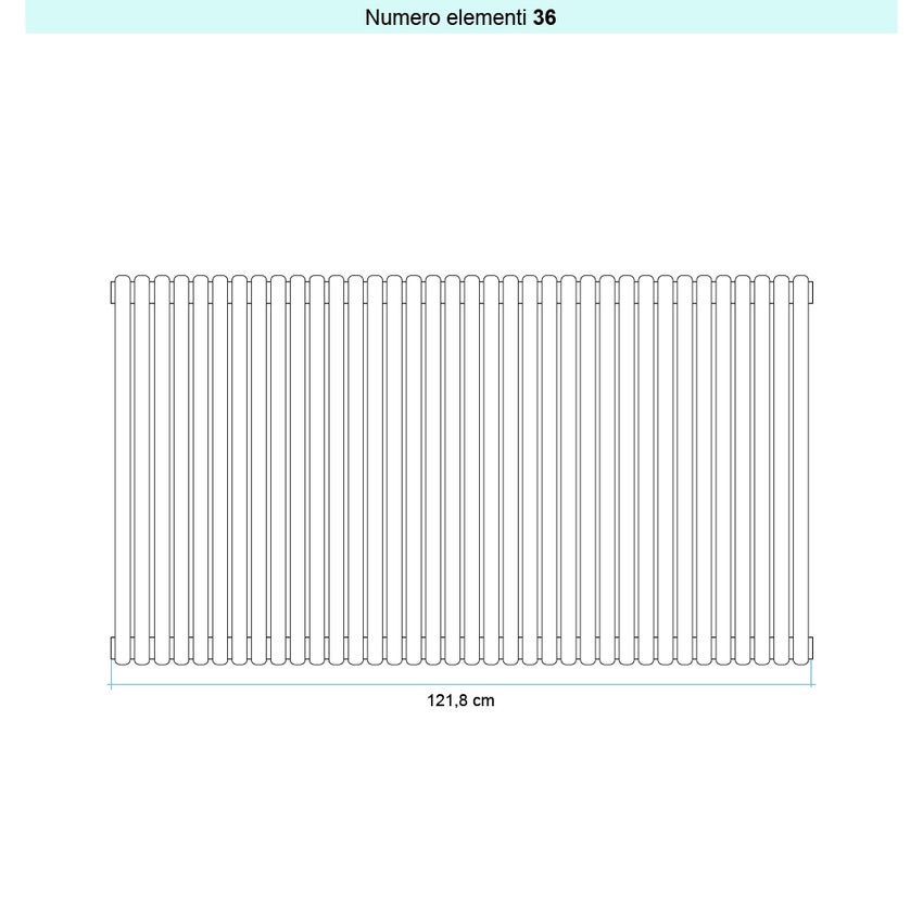 Immagine di Irsap ARPA 23_2 VERTICALE Radiatore 36 elementi L.121,8 P.7 H.70 cm, colore bianco standard finitura lucido Cod.01 SI207003601IR01A01