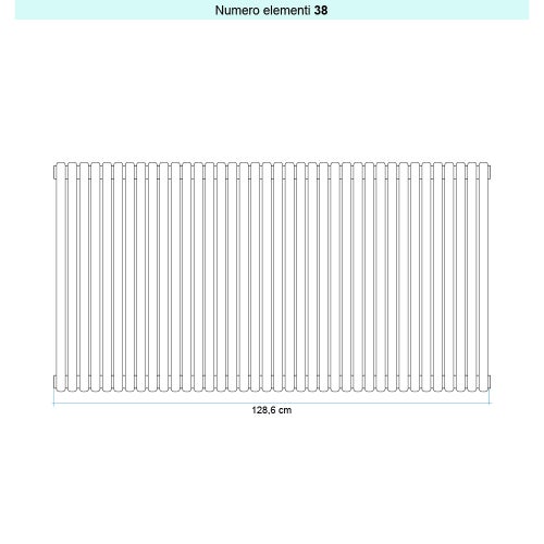 Immagine di Irsap ARPA 23_2 VERTICALE Radiatore 38 elementi L.128,6 P.7 H.152 cm, colore bianco standard finitura lucido Cod.01 SI215203801IR01A01