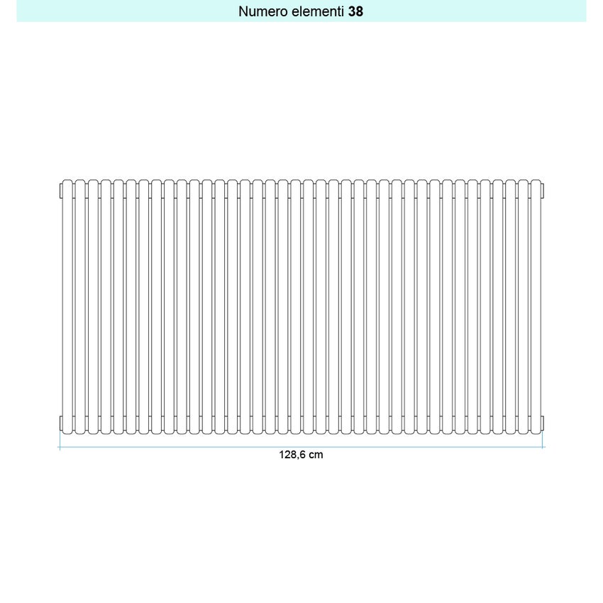 Immagine di Irsap ARPA 23_2 VERTICALE Radiatore 38 elementi L.128,6 P.7 H.55 cm, colore bianco standard finitura lucido Cod.01 SI205503801IR01A01