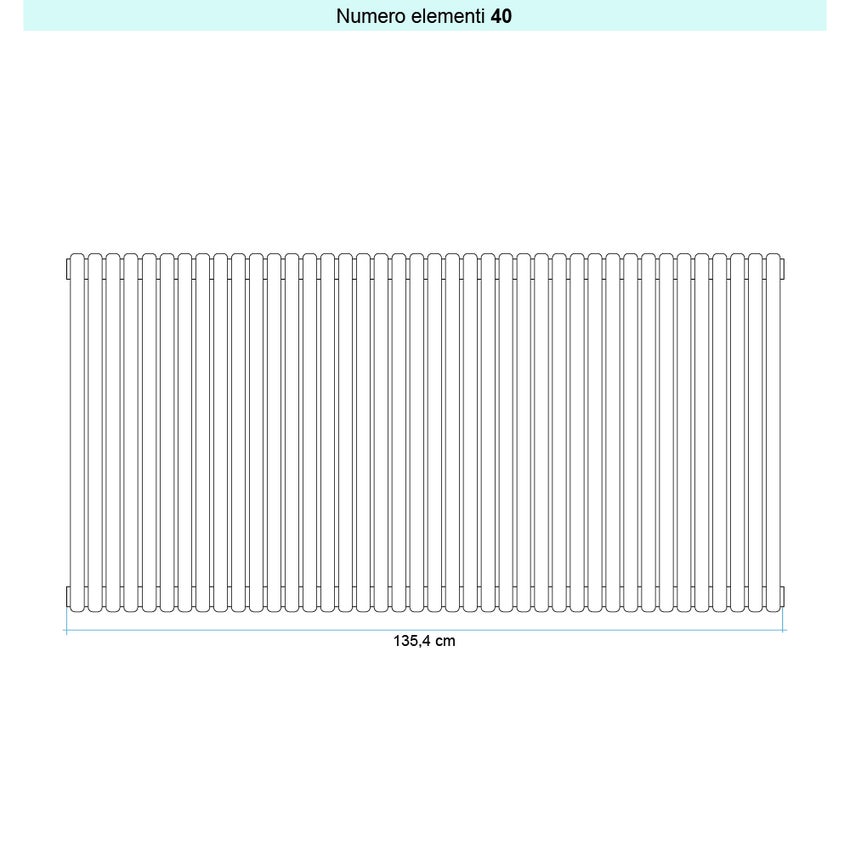 Immagine di Irsap ARPA 23_2 VERTICALE Radiatore 40 elementi L.135,4 P.7 H.52 cm, colore bianco standard finitura lucido Cod.01 SI205204001IR01A01