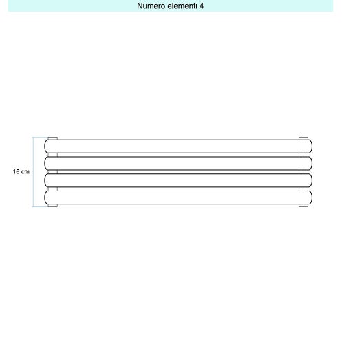 Immagine di Irsap ELLIPSIS 30_H Radiatore 4 elementi L.53 P.4,4 H.16 cm, colore bianco standard finitura lucido Cod.01 HE105300401IR01H01