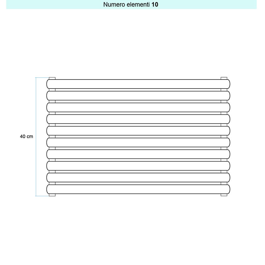 Immagine di Irsap ELLIPSIS 30_H Radiatore 10 elementi L.66 P.4,4 H.40 cm, colore bianco standard finitura lucido Cod.01 HE106601001IR01H01