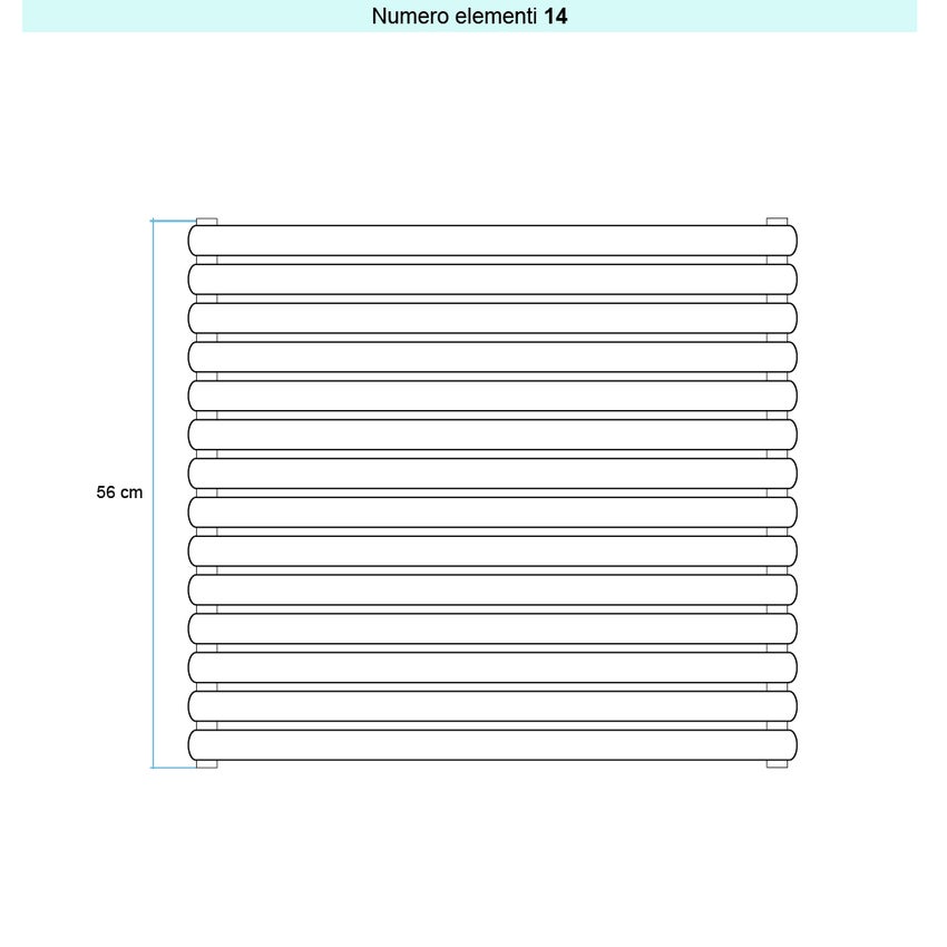 Immagine di Irsap ELLIPSIS 30_H Radiatore 14 elementi L.66 P.4,4 H.56 cm, colore bianco standard finitura lucido Cod.01 HE106601401IR01H01