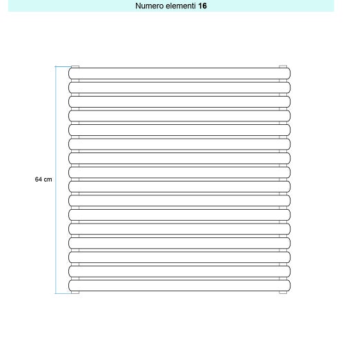 Immagine di Irsap ELLIPSIS 30_H Radiatore 16 elementi L.53 P.4,4 H.64 cm, colore bianco standard finitura lucido Cod.01 HE105301601IR01H01