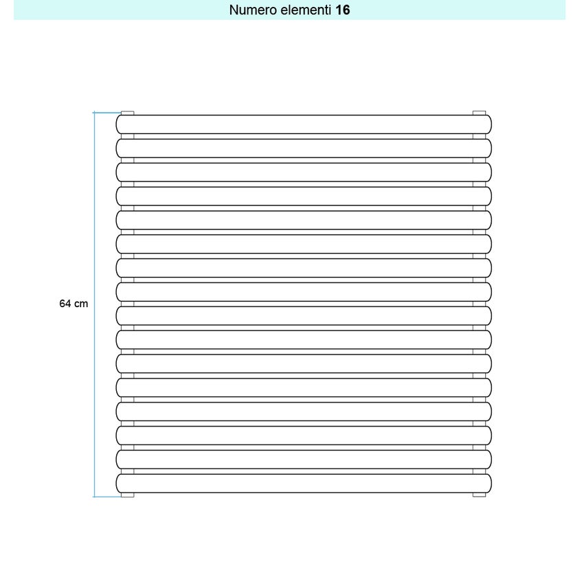 Immagine di Irsap ELLIPSIS 30_H Radiatore 16 elementi L.56 P.4,4 H.64 cm, colore bianco standard finitura lucido Cod.01 HE105601601IR01H01