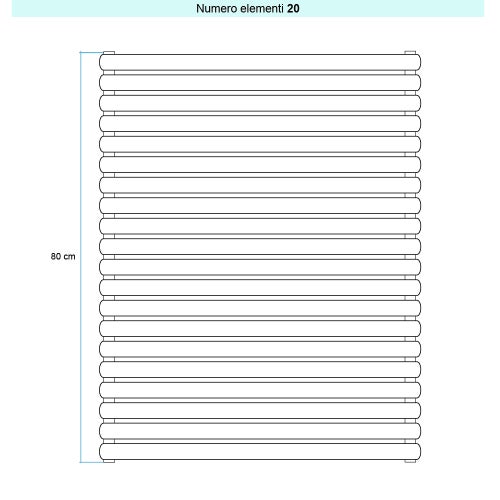 Immagine di Irsap ELLIPSIS 30_H Radiatore 20 elementi L.53 P.4,4 H.80 cm, colore bianco standard finitura lucido Cod.01 HE105302001IR01H01