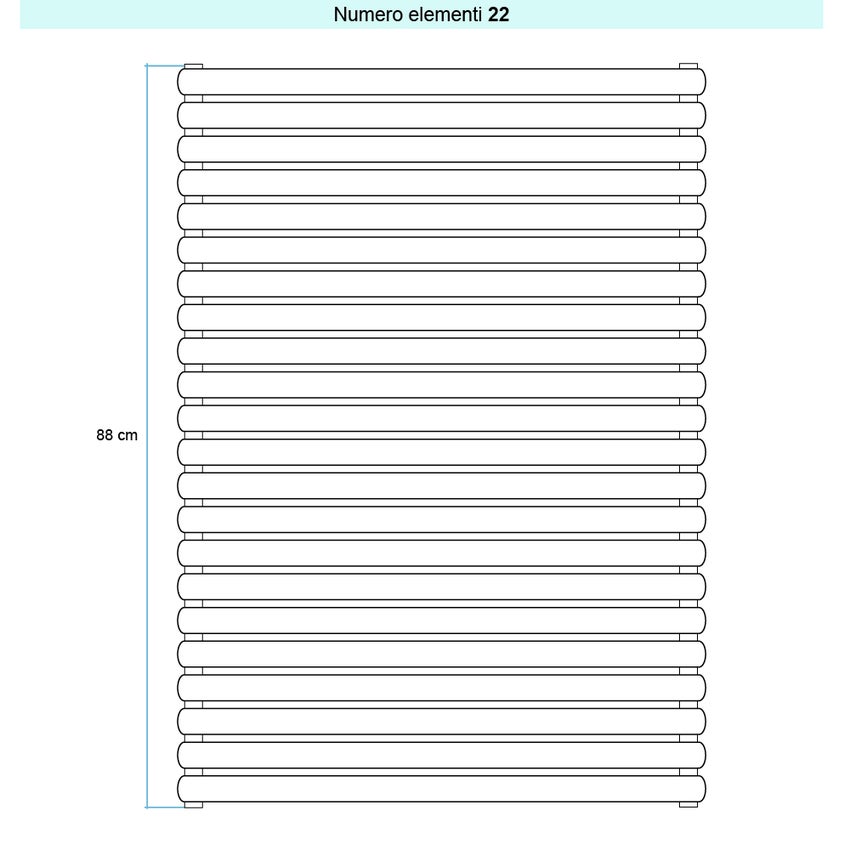 Immagine di Irsap ELLIPSIS 30_H Radiatore 22 elementi L.66 P.4,4 H.88 cm, colore bianco standard finitura lucido Cod.01 HE106602201IR01H01