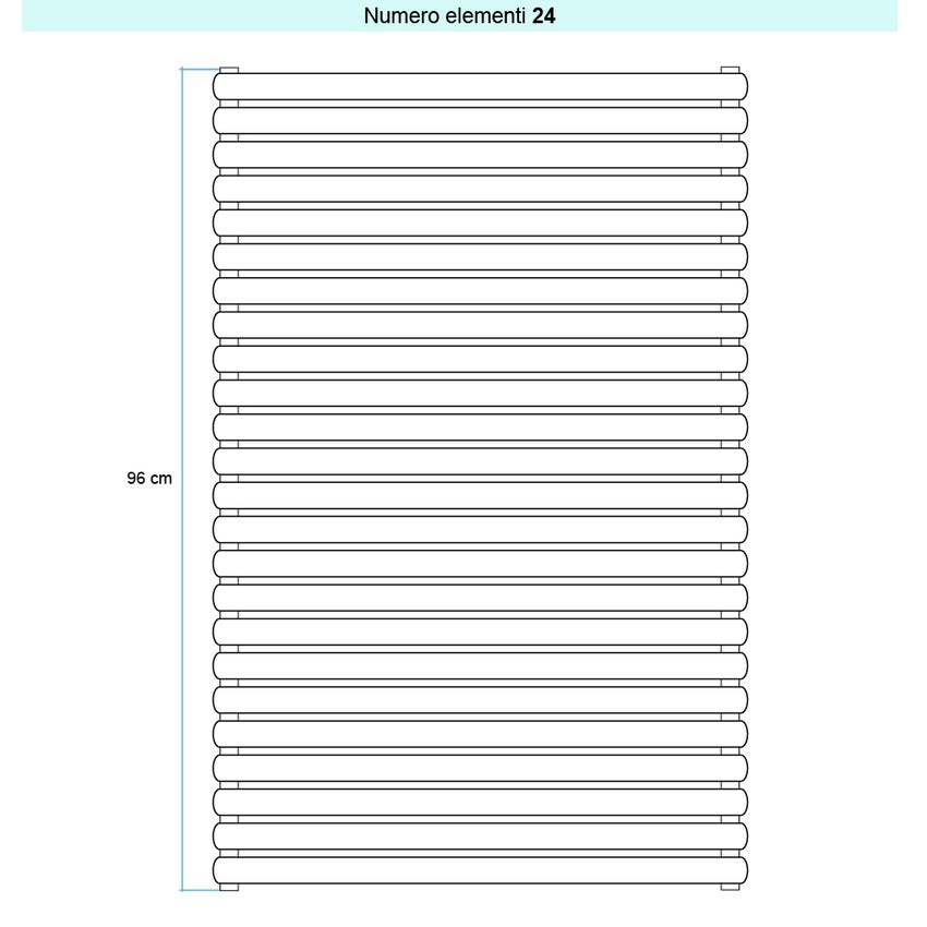 Immagine di Irsap ELLIPSIS 30_H Radiatore 24 elementi L.53 P.4,4 H.96 cm, colore bianco standard finitura lucido Cod.01 HE105302401IR01H01