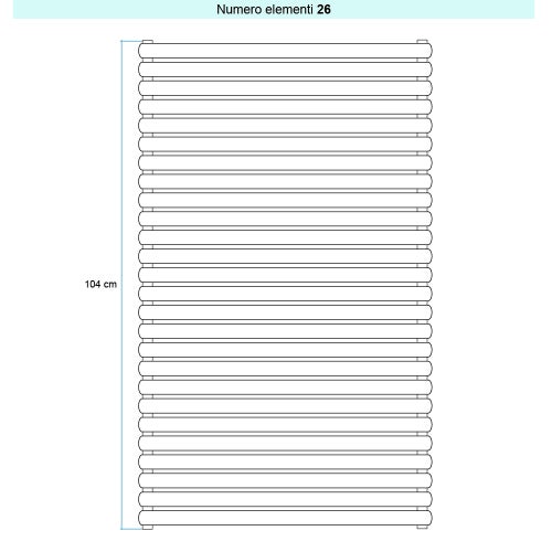 Immagine di Irsap ELLIPSIS 30_H Radiatore 26 elementi L.53 P.4,4 H.104 cm, colore bianco standard finitura lucido Cod.01 HE105302601IR01H01