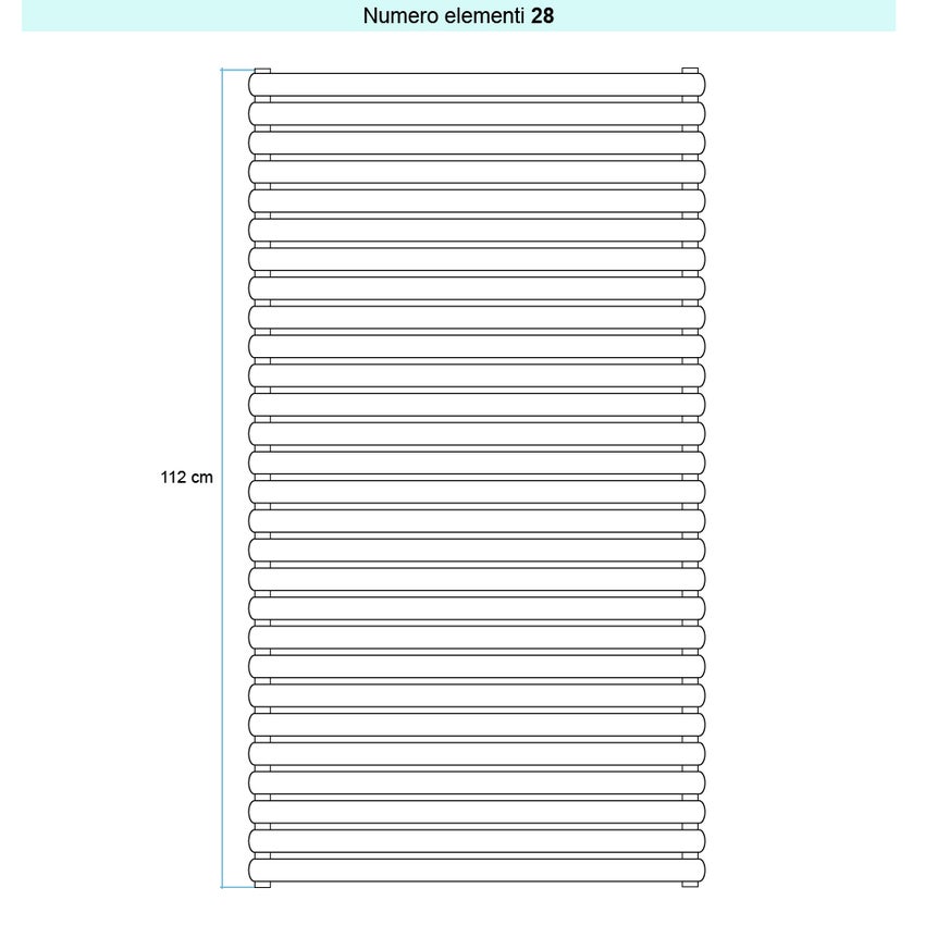 Immagine di Irsap ELLIPSIS 30_H Radiatore 28 elementi L.56 P.4,4 H.112 cm, colore bianco standard finitura lucido Cod.01 HE105602801IR01H01
