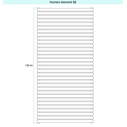 Immagine di Irsap ELLIPSIS 30_H Radiatore 32 elementi L.53 P.4,4 H.128 cm, colore bianco standard finitura lucido Cod.01 HE105303201IR01H01