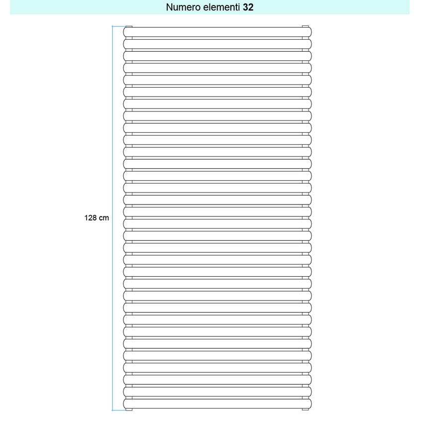 Immagine di Irsap ELLIPSIS 30_H Radiatore 32 elementi L.53 P.4,4 H.128 cm, colore bianco standard finitura lucido Cod.01 HE105303201IR01H01