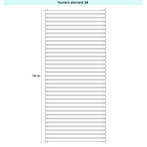 Immagine di Irsap ELLIPSIS 30_H Radiatore 34 elementi L.56 P.4,4 H.136 cm, colore bianco standard finitura lucido Cod.01 HE105603401IR01H01