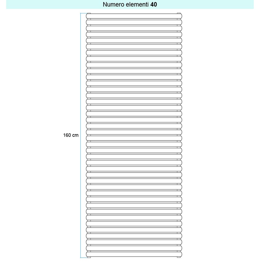 Immagine di Irsap ELLIPSIS 30_H Radiatore 40 elementi L.56 P.4,4 H.160 cm, colore bianco standard finitura lucido Cod.01 HE105604001IR01H01