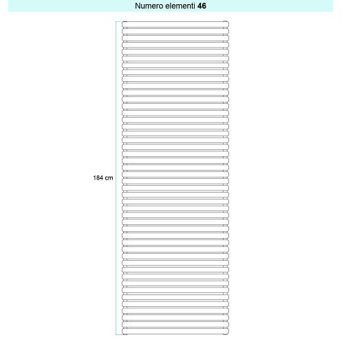 Immagine di Irsap ELLIPSIS 30_H Radiatore 46 elementi L.53 P.4,4 H.184 cm, colore bianco standard finitura lucido Cod.01 HE105304601IR01H01