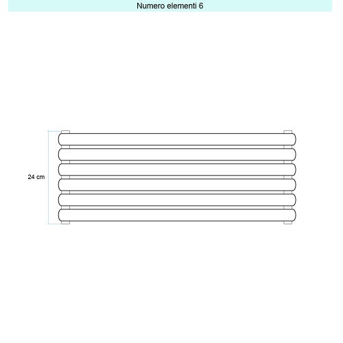 Immagine di Irsap ELLIPSIS 30_H 2 Radiatore 6 elementi L.88 P.5,8 H.24 cm, colore bianco standard finitura lucido Cod.01 HE208800601IR01H01