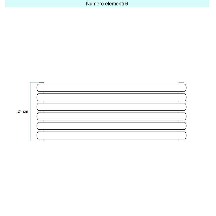 Immagine di Irsap ELLIPSIS 30_H 2 Radiatore 6 elementi L.68 P.5,8 H.24 cm, colore bianco standard finitura lucido Cod.01 HE206800601IR01H01