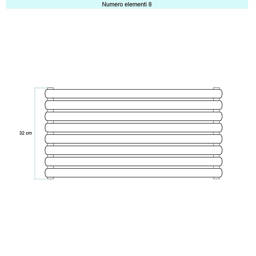 Immagine di Irsap ELLIPSIS 30_H 2 Radiatore 8 elementi L.56 P.5,8 H.32 cm, colore bianco standard finitura lucido Cod.01 HE205600801IR01H01