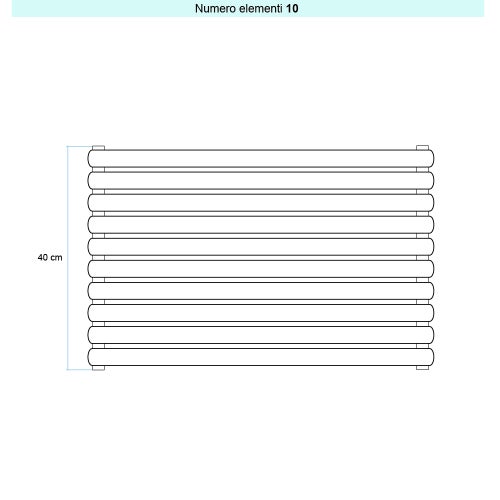 Immagine di Irsap ELLIPSIS 30_H 2 Radiatore 10 elementi L.86 P.5,8 H.40 cm, colore bianco standard finitura lucido Cod.01 HE208601001IR01H01