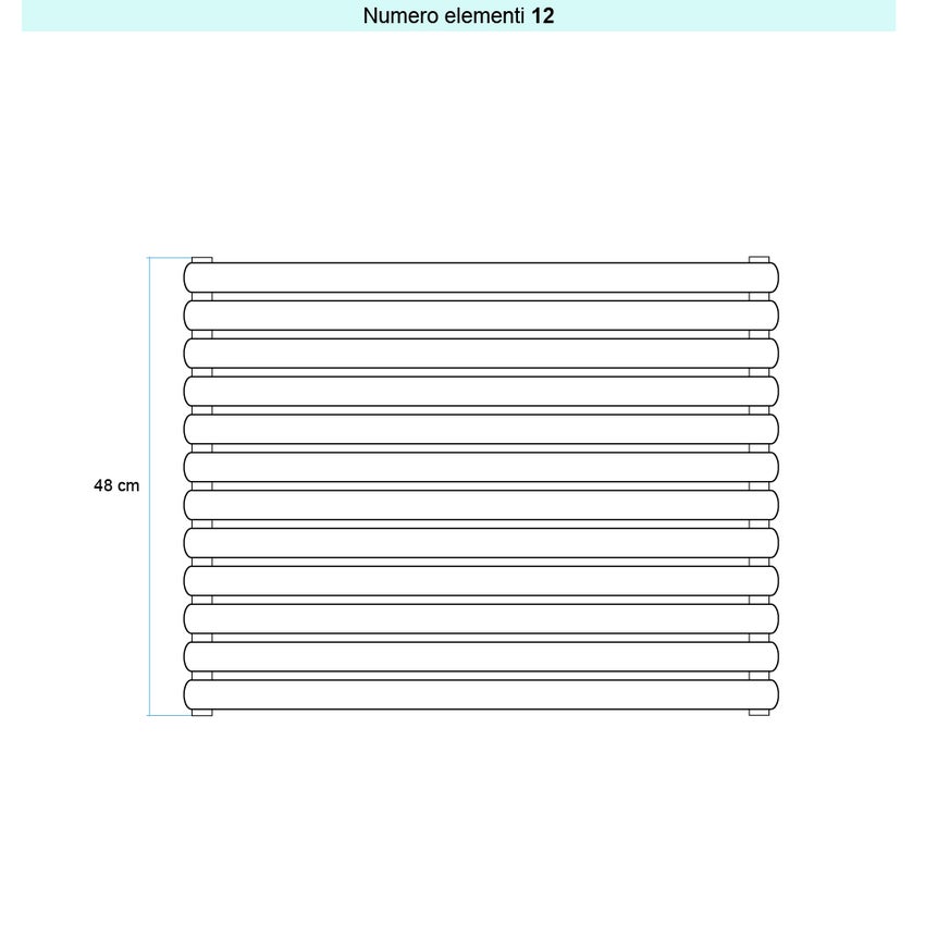 Immagine di Irsap ELLIPSIS 30_H 2 Radiatore 12 elementi L.66 P.5,8 H.48 cm, colore bianco standard finitura lucido Cod.01 HE206601201IR01H01