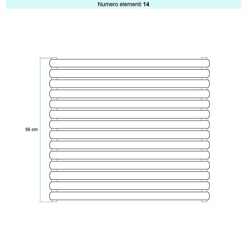Immagine di Irsap ELLIPSIS 30_H 2 Radiatore 14 elementi L.66 P.5,8 H.56 cm, colore bianco standard finitura lucido Cod.01 HE206601401IR01H01