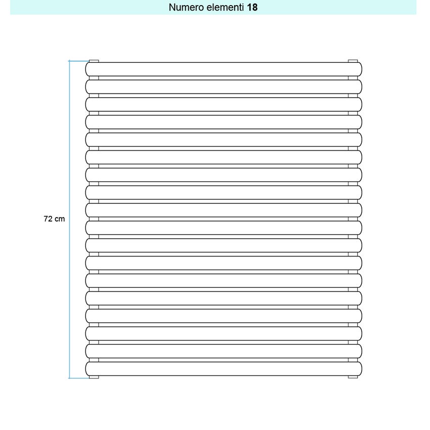 Immagine di Irsap ELLIPSIS 30_H 2 Radiatore 18 elementi L.53 P.5,8 H.72 cm, colore bianco standard finitura lucido Cod.01 HE205301801IR01H01